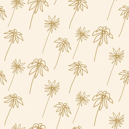 Seamless pattern of flowers and leaves in boho style doodle elementsのイラスト素材