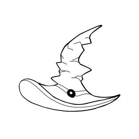 Witch hat for halloween in doodle style on backgroundのイラスト素材
