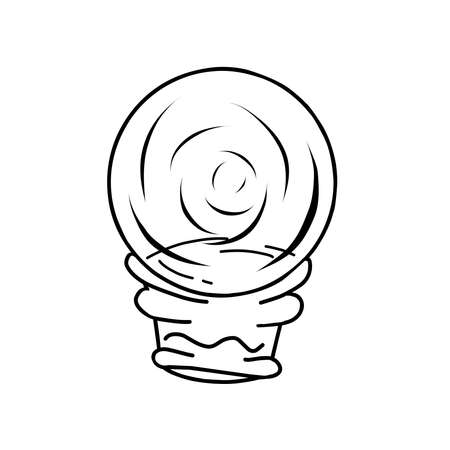 Magic ball for halloween in doodle style on backgroundのイラスト素材