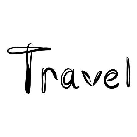Decorative lettering travel in doodle style on backgroundのイラスト素材