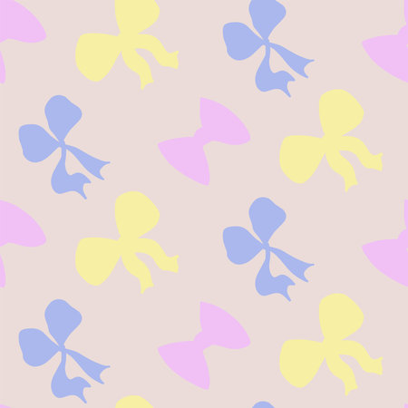 Seamless pattern of bows of different colors in doodle styleのイラスト素材