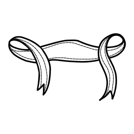 Hand drawn holiday ribbon in doodle styleのイラスト素材