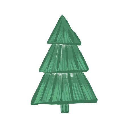 Cartoon Christmas tree stylized on the backgroundのイラスト素材