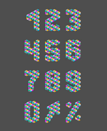 illustration of triangle pattern number set on gray backdropのイラスト素材