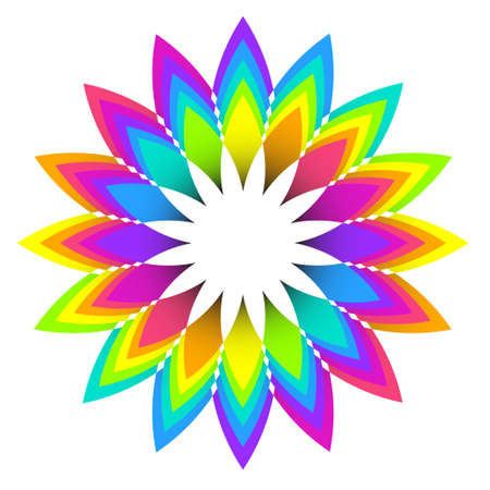 illustration of abstract geometric rainbow flower logo designのイラスト素材