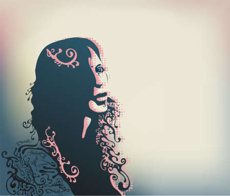 woman's face silhouette illustrationのイラスト素材