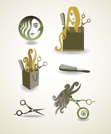 Set of elements - hairdresserのイラスト素材