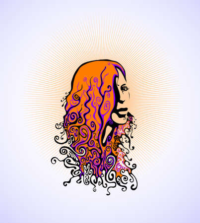 retro woman's face. vector illustrationのイラスト素材