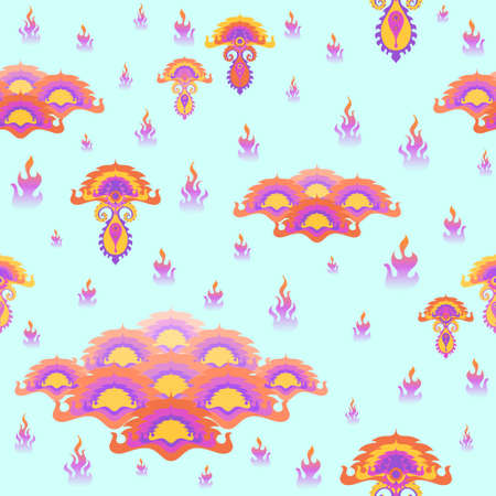 Colorful floral botanical seamless pattern. Vector illustrationのイラスト素材