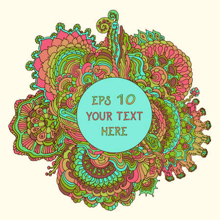 Vintage spring floral psychedelic background. Vector illustrationのイラスト素材