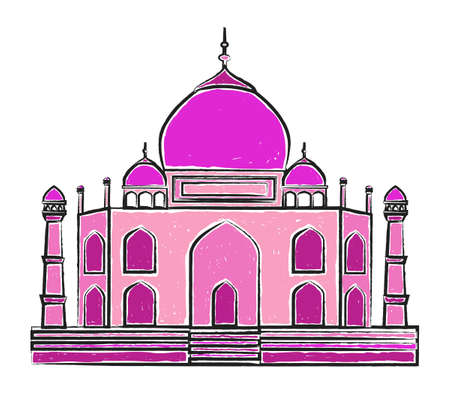 The Taj Mahal  isolated on white. Freehand vector illustrationのイラスト素材