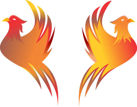 stock logo flaming birdsのイラスト素材