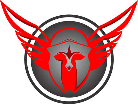 red knight helmet with wingのイラスト素材
