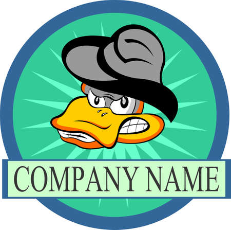 cartoon duck wear gray hatのイラスト素材