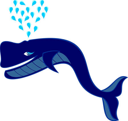 blue whale love illustrationのイラスト素材
