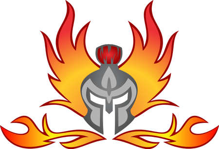 spartan helmet flaming burnのイラスト素材