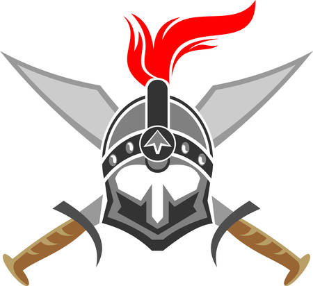spartan helmet sword logoのイラスト素材