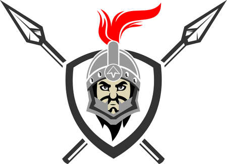 spartan soldier mascot cartoon logoのイラスト素材