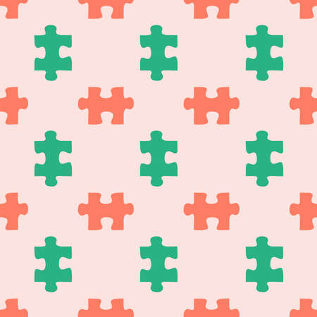 Puzzle pattern. Seamless background with puzzle pieces. Simple vector backdrop.のイラスト素材