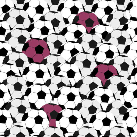football pattern. Seamless background with white and black soccer balls. Vector flat repeating illustration for sport designs, textile.のイラスト素材