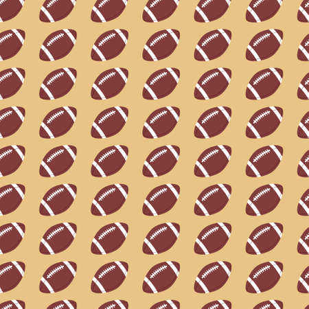 american football background. Seamless sports pattern with oval brown balls for football game. Flat vector illustration.のイラスト素材