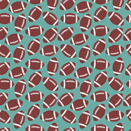 american football pattern. Seamless sports background. Brown balls on green. Flat vector illustration.のイラスト素材