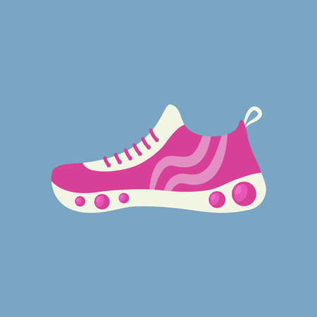 Sneaker isolated. Female pink sports shoes. Shoes for fitness and daily activities. Flat object vector illustration.のイラスト素材