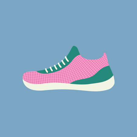 Sneaker isolated. Colorful sports shoes with mesh. Shoes for fitness and daily activities. Flat object vector illustration.のイラスト素材