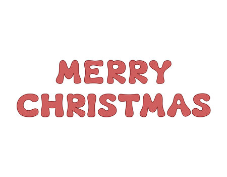 Merry Christmas groovy lettering isolated. Text in 60s 70s style. vector illustration. Retro red words Merry Christmas on white background.のイラスト素材