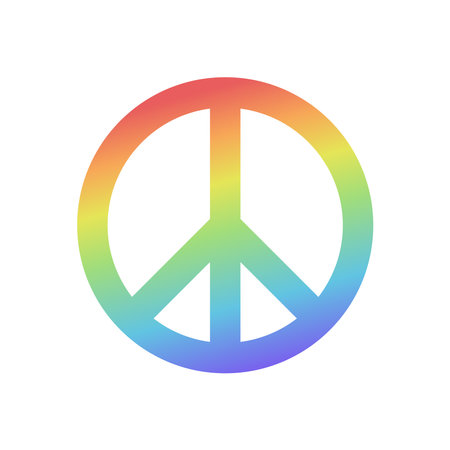Symbol of peace. rainbow gradient design. Vector illustration of isolated sign of peace. Pacific concept. Colorful icon on white background.のイラスト素材