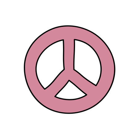 Peace symbol. Vector illustration of isolated sign of peace. Pacifistic concept. Retro doodle design on white backgroundのイラスト素材