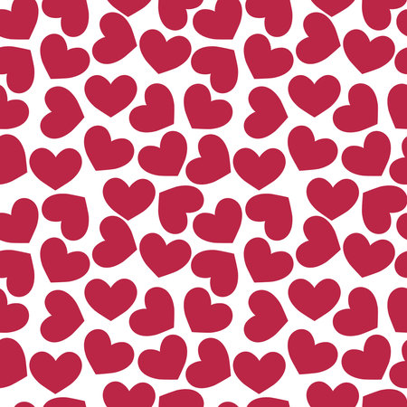 Hearts pattern. Cute Valentine day seamless background with red symbols of love. Viva magenta color. Vector illustration.のイラスト素材