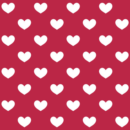 Romantic pattern for Saint Valentines day, wedding, date. Cute hearts seamless background. love symbols. Viva magenta and white colors. vector tile illustration.のイラスト素材