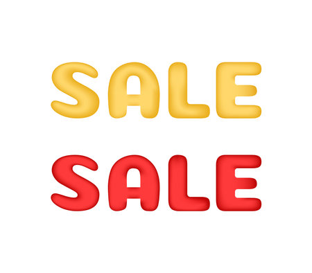 Sale 3d vector text. Isolated golden and red word Sale. Trendy three dimensional design elements for advertising banners.のイラスト素材