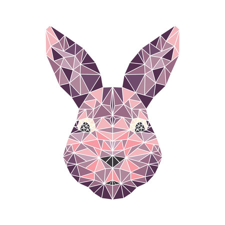 Rabbit low poly design. hare polygonal art. Vector illustration of rabbit head in geometric graphic style. colorful triangles. 2023 symbol.のイラスト素材