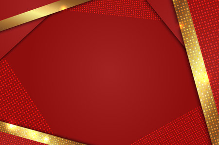 Luxury background. Red and shiny golden decor elements. Abstract modern background. Vector illustrationの写真素材