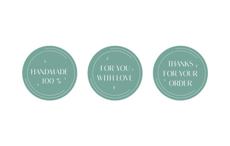 Handmade sticker set. Thanks for your purchase label. Made for you with love. Aesthetic business stickers for customer from individual entrepreneur.のイラスト素材