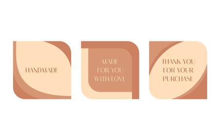 Aesthetic business stickers set. Handmade label. Thanks for your purchase. Made for you with love. Elegant product stickers for customersのイラスト素材