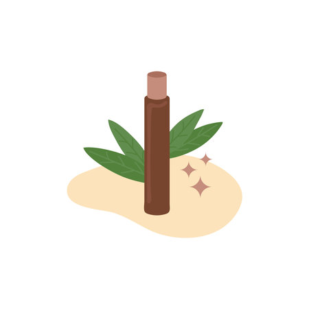 Natural skin care. Herbal cosmetic serum for face. Self care product. Organic cosmetics concept. Flat vector illustrationのイラスト素材