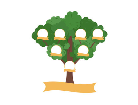 Genealogical Family Tree template with blank spaces for members of family. Relationship between child, parents and grandparents. Heritage vector illustrationのイラスト素材