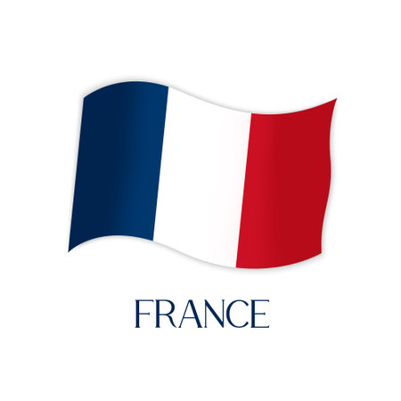 France flag Vector isolated element. Illustration of French tricolor flag and name of countryのイラスト素材