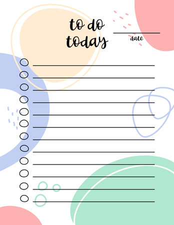 To Do Today list blank template. Daily planner with copy space for handwriting. Checklist page layout vector illustration in vertical US Letter size proportions. Cute abstract background with hand drawn elementsのイラスト素材