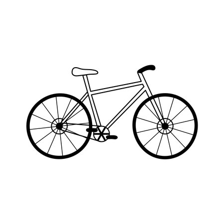 Bicycle doodle vector illustration. Cute hand drawn element of bike silhouette isolated on white background.のイラスト素材