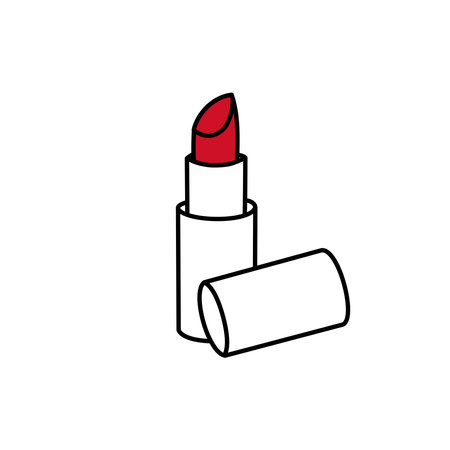 Lipstick simple doodle vector illustration. Cute hand drawn element isolated on white background.のイラスト素材