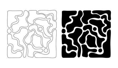 Black abstract art design. Bold organic shapes. Fluid decorative pattern. Minimalist abstraction vector illustrationのイラスト素材