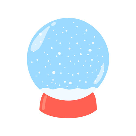 Snow globe isolated. Flat vector illustration of snowball. Cute winter holidays symbol. Simple crystal snow ball on white backgroundのイラスト素材