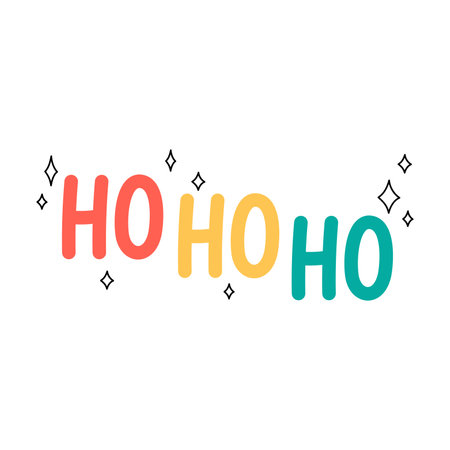 Ho ho ho Words. Santa Claus phrase. Hand drawn lettering. Cute Christmas vector illustration with doodle elementsのイラスト素材