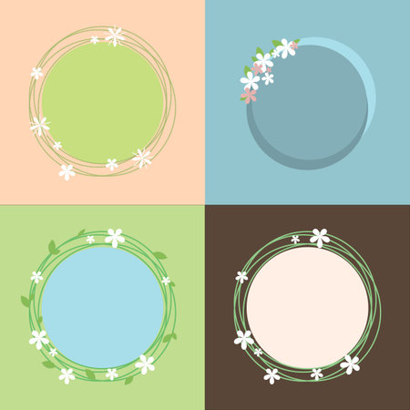 Spring theme colorful set of frames design for postcards,  posters.のイラスト素材