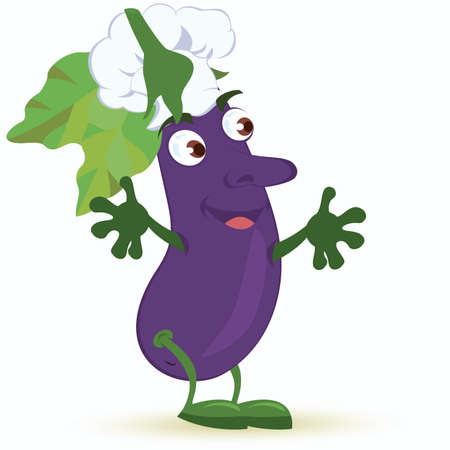 Eggplant cartoon character vector illustrationのイラスト素材