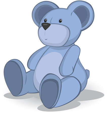 Blue Teddy bear vector illustration on white  のイラスト素材